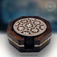 Mother of Pearl Inlaid Coasters in Dark Beech Wood