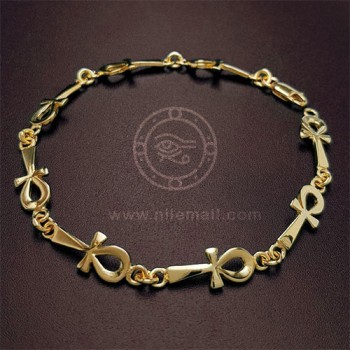 18k Gold Ankh key Link  Bracelet