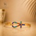 18K Gold Egyptian Ankh Bracelet with Colored Stones