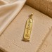 18K Gold Wide Classic Egyptian Cartouche Pendant with Notched Background