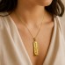 18K Gold Wide Classic Egyptian Cartouche Pendant with Notched Background