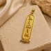 18K Gold Wide Classic Egyptian Cartouche Pendant with Notched Background
