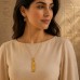 18K Gold Wide Classic Egyptian Cartouche Pendant with Notched Background
