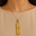 18K Gold Wide Classic Egyptian Cartouche Pendant with Notched Background