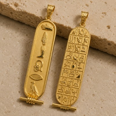 18k Gold Double Sided Egyptian Cartouche Pendant 18k Gold Double Sided Egyptian Cartouche Pendant
