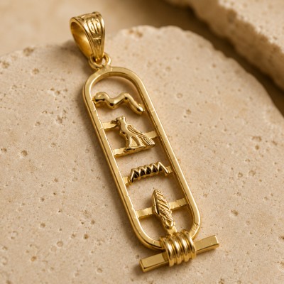 18K Gold Open Egyptian Cartouche Pendant 18K Gold Open Egyptian Cartouche Pendant