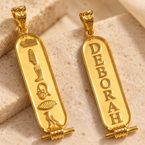 18K Gold Wide Double-Sided Classic Egyptian Cartouche