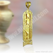 18K Gold Queen Isis Egyptian Cartouche Pendant