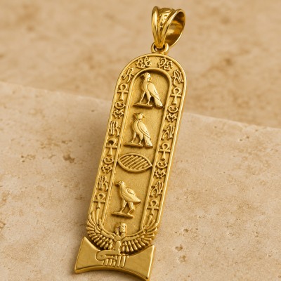 18K Gold Queen Isis Egyptian Cartouche Pendant 18K Gold Queen Isis Egyptian Cartouche Pendant