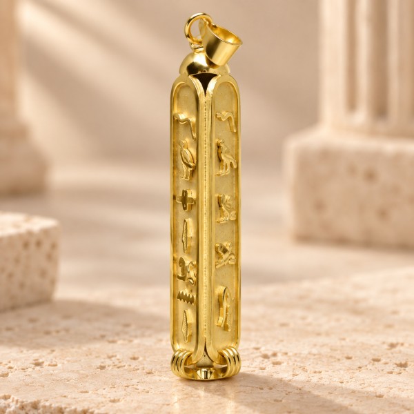 18k Gold Triple Sided Egyptian Cartouche