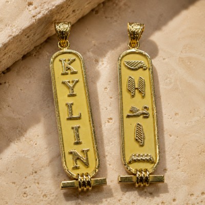 18k Gold Double Sided Egyptian Cartouche Pendant 18k Gold Double Sided Egyptian Cartouche Pendant