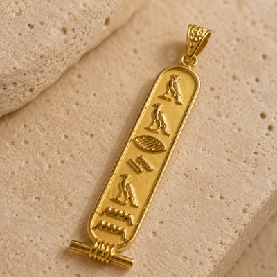 18K Gold Classic Egyptian Cartouche Pendant 18K Gold Classic Egyptian Cartouche Pendant