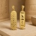 Egyptian Jewelry Double-Faced 18k Gold Cartouche with Alphabet Table and Notched Background