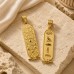 Egyptian Jewelry Double-Faced 18k Gold Cartouche with Alphabet Table and Notched Background