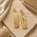 Egyptian Jewelry Double-Faced 18k Gold Cartouche with Alphabet Table and Notched Background