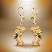 18k Gold Nefertiti Earrings with Lotus Clip