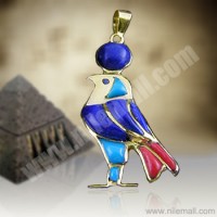 18K Gold Horus Pendant with Colored Enamel