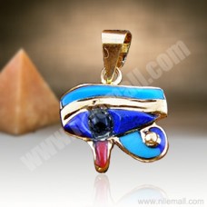 18K Gold Eye of Horus Pendant with Colored Enamel