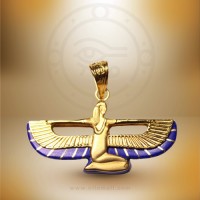 18K Gold Isis Pendant with Lapis Lazuli Stones