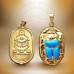 18K Gold Double-sided Scarab Pendant with Turquoise Stone