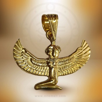 18k Gold Winged Goddess Isis Pendant
