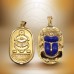 18K Gold Double-sided Scarab Pendant with Blue Stone