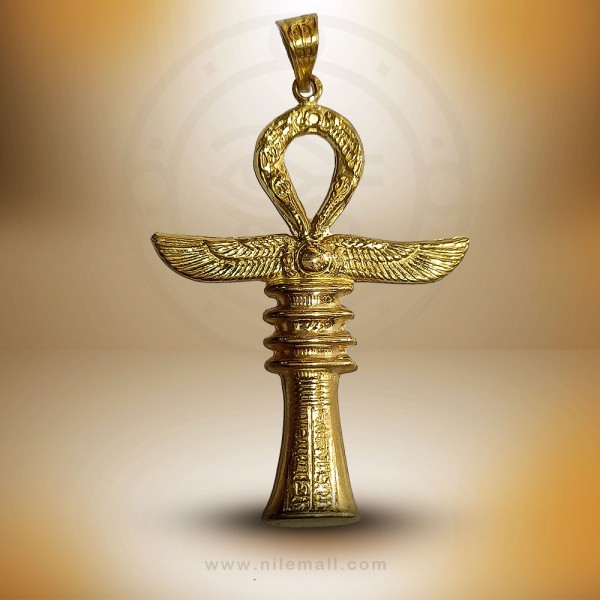 Divine Guardian: 18K Gold Ankh with Djed Symbol Divine Guardian: 18K Gold Ankh with Djed Symbol