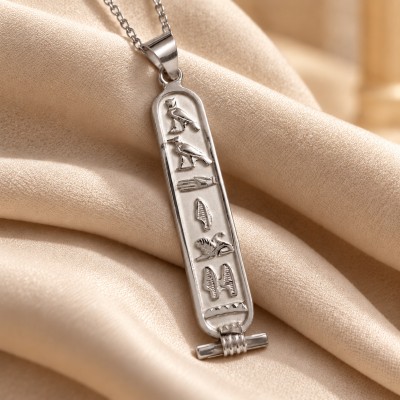 Silver Classic Customizable Egyptian Cartouche Pendant
