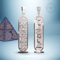 Personalized Silver Egyptian Cartouche Necklace with Hieroglyphic Chart
