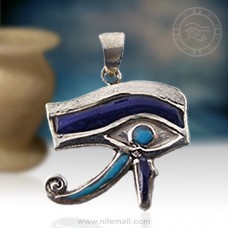Silver Eye of Horus Filled with Colored Enamel Pendant