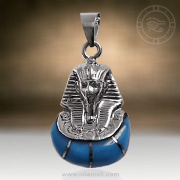 Silver Tutankhamen Pendant with Turquoise Stone