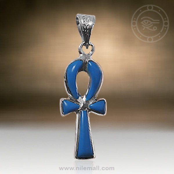 Royal Turquoise Silver Ankh Key Pendant Royal Turquoise Silver Ankh Key Pendant