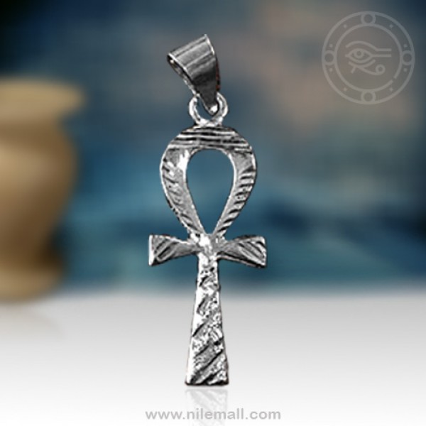Exotic Striped Silver Ankh Pendant Exotic Striped Silver Ankh Pendant
