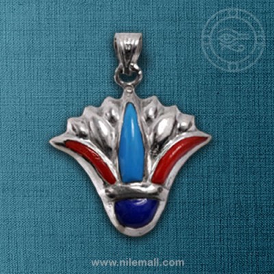 Faceted Silver Lotus Flower Pendant with Colorful Stones Faceted Silver Lotus Flower Pendant with Colorful Stones